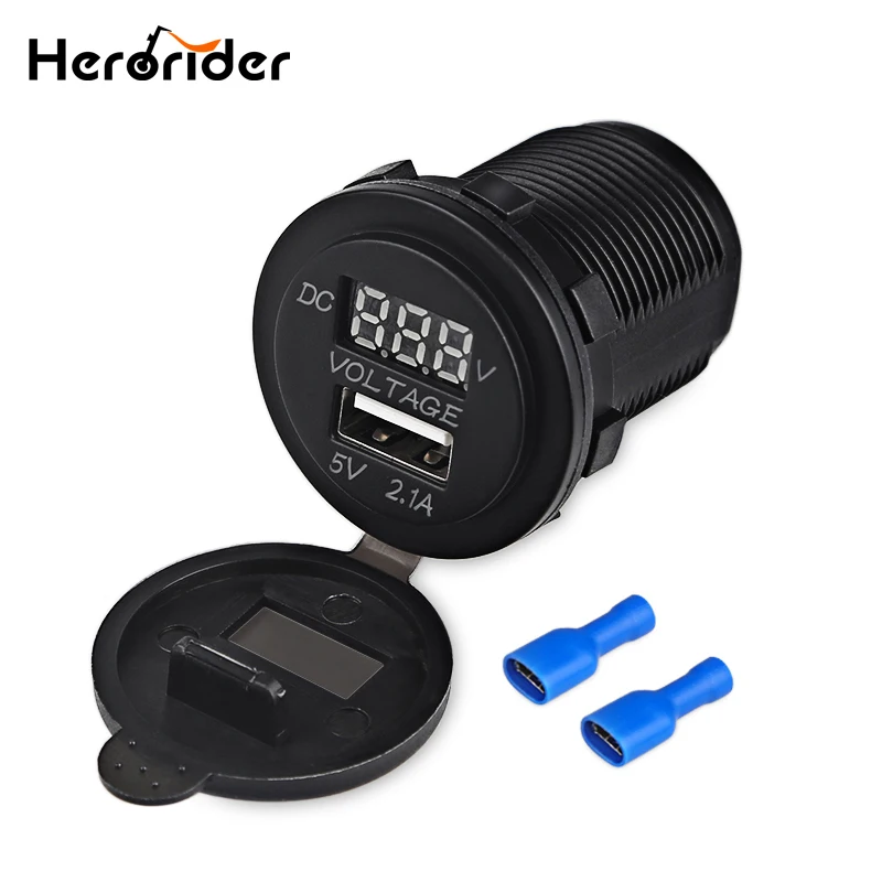 

24V Dual USB Car Charger Power Outlet Socket for Car Boat Motorcycle SUV ATV Tractor LED Digital Voltmeter 12V