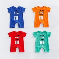 newborn baby jumpsuit summer cotton o neck short sleeve mm chocolate beans print 4 colors infant toddler rompers