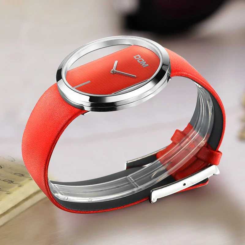 Dom женские часы лучший бренд класса люкс случайные кожа кварцевые девушки