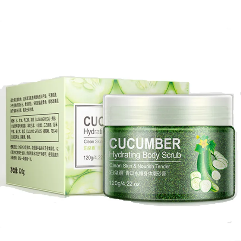 

120g Body Scrub Shea Butter Cucumber Almond Exfoliating Gel Whitening Body Scrubs Cream Dead Skin Remover Scrub Body Care
