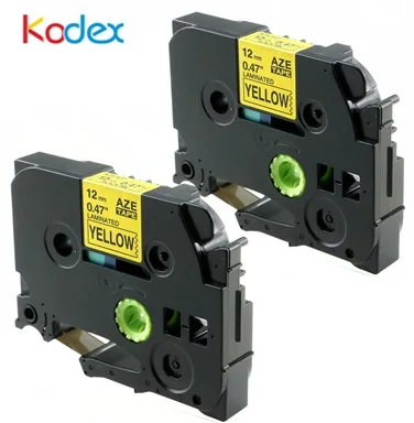 2pcs Black on Yellow Oozmas TZe лента для маркировки 12 мм стандартная ламинированная пленка Ленты Совместимость для Brother P-Touch Combo Set TZ131 TZe231 TZe631 TZe334 TZe335 - Цвет: 2pcs Black on Yellow