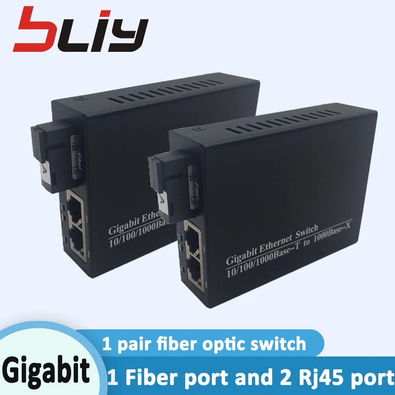 

Bliy 1pair 1G2E 20km single fiber single mode SC fiber port RJ45 ethernet port fiber optic media converter ethernet switch
