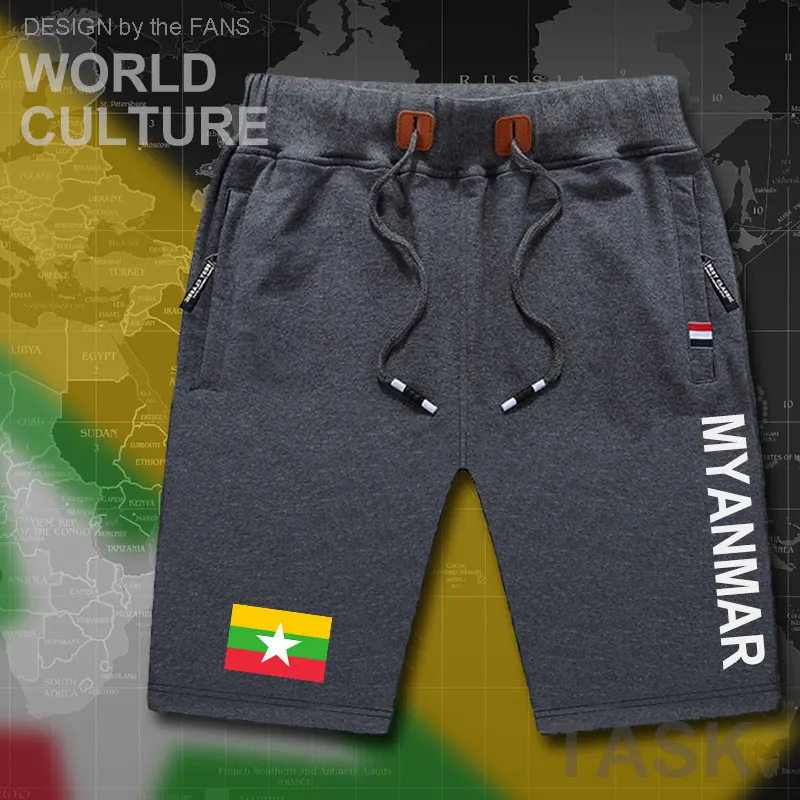 Мужские пляжные шорты из бирманской Бирмы мужские для тренировок с флагом на