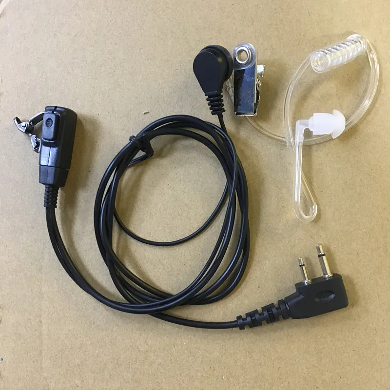

2X clear Air tube acoustic headphone 2pins collar PTT for ICOM IC-V8 V82 V80 F3003 F4001 F3G F4G F11 F26 etc walkie talkie