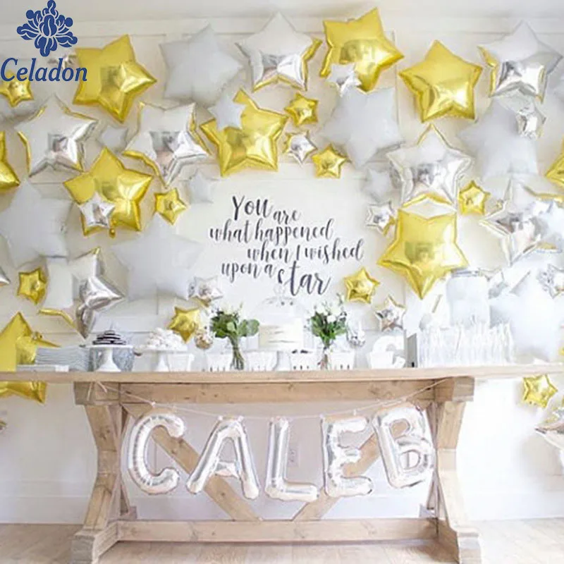 6 шт. 18 дюймовые золотые и серебряные фотообои украшение для свадьбы дня рождения