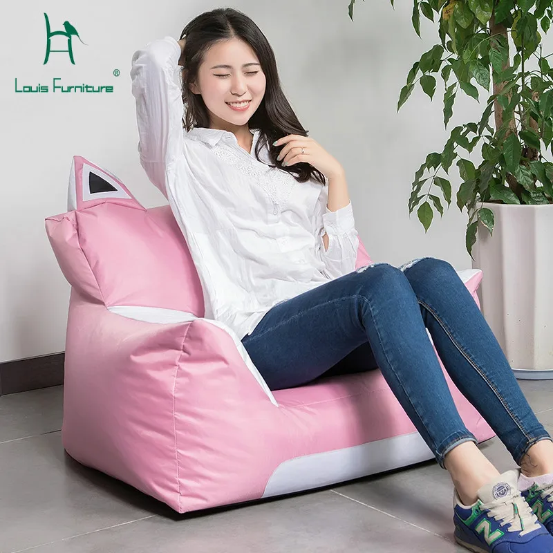 

Louis Fashion Bean Bag Sofas Minimalist Cartoon Kitten Children's Room Handrails Backrest Lazy Tatami Stool Bedroom