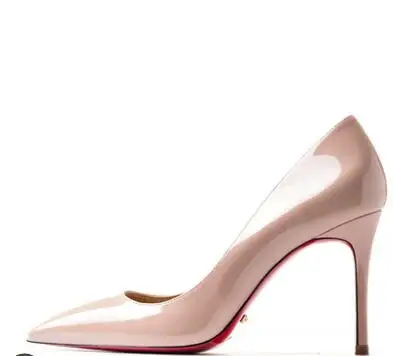 nude 8cm Весенне-летние женские пикантные туфли-лодочки; Яркие туфли из натуральной кожи на высоком каблуке 12 см; свадебные туфли с красной подошвой на каблуке; серебристые женские туфли на шпильке из органической кожи - Цвет: nude 8cm