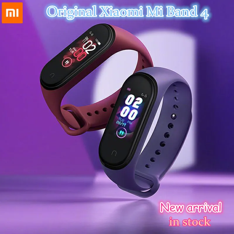 Новый оригинальный Смарт браслет Xiaomi Mi Band 4 Miband фитнес с пульсом 135 мАч цветной