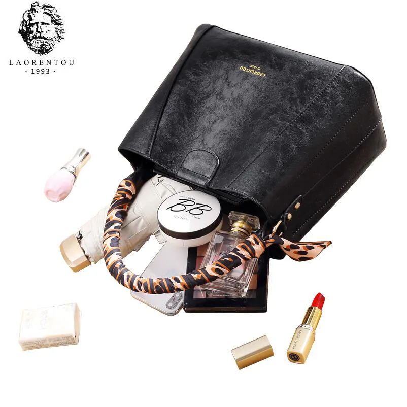 LAORENTOU high quality fashion luxury brand new leather handbags fashion wild portable bucket bag ladies shoulder Messenger