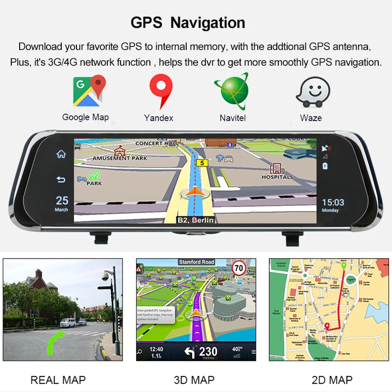 Зеркало заднего вида ANSTAR 10 дюймов 4G 3G 1080P Android DVR GPS навигация ADAS Wi Fi двойной