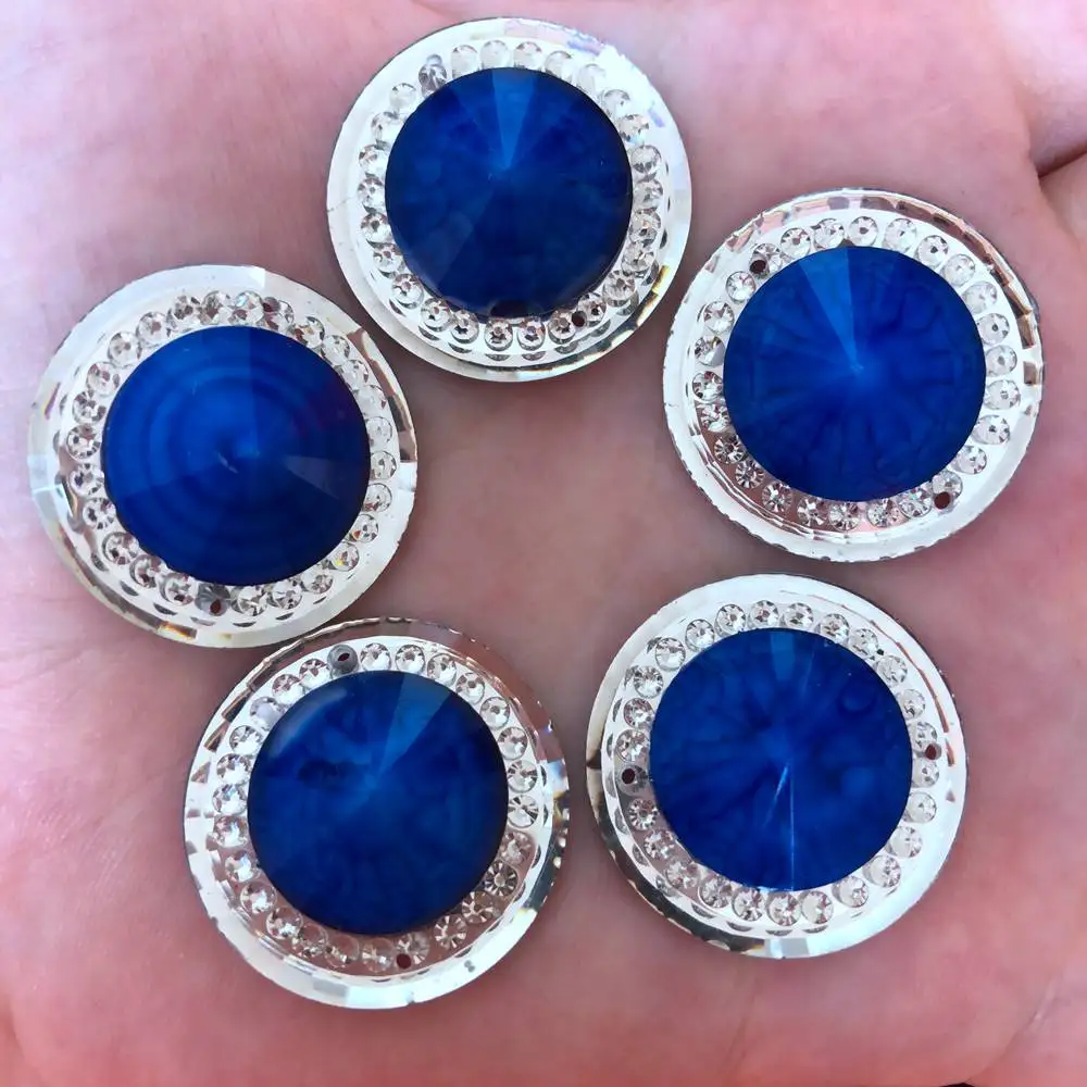 Hot 6pcs 25mm Resin shiny Crack Round Flatback Rhinestone bead Child Work Scrapbooks DIY 2 hole Wedding ornaments craft PR72 | Украшения и