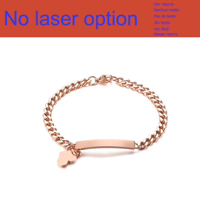 Pink no laser Vnox может выгравировать ТОНКИЙ ID тегов Браслет Сердце Шарм браслет для Для женщин Нержавеющая сталь цепи Талисманы Браслеты леди ювелирные изделия Bijoux - Окраска металла: Pink no laser