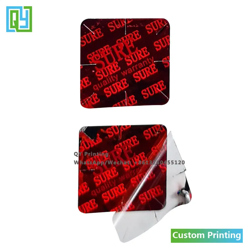 10000pcs 16x16mm Free Shipping Custom Made Quality Warranty 3D Red Hologram Stickers VOID Open Security Tamper Proof Laser Label