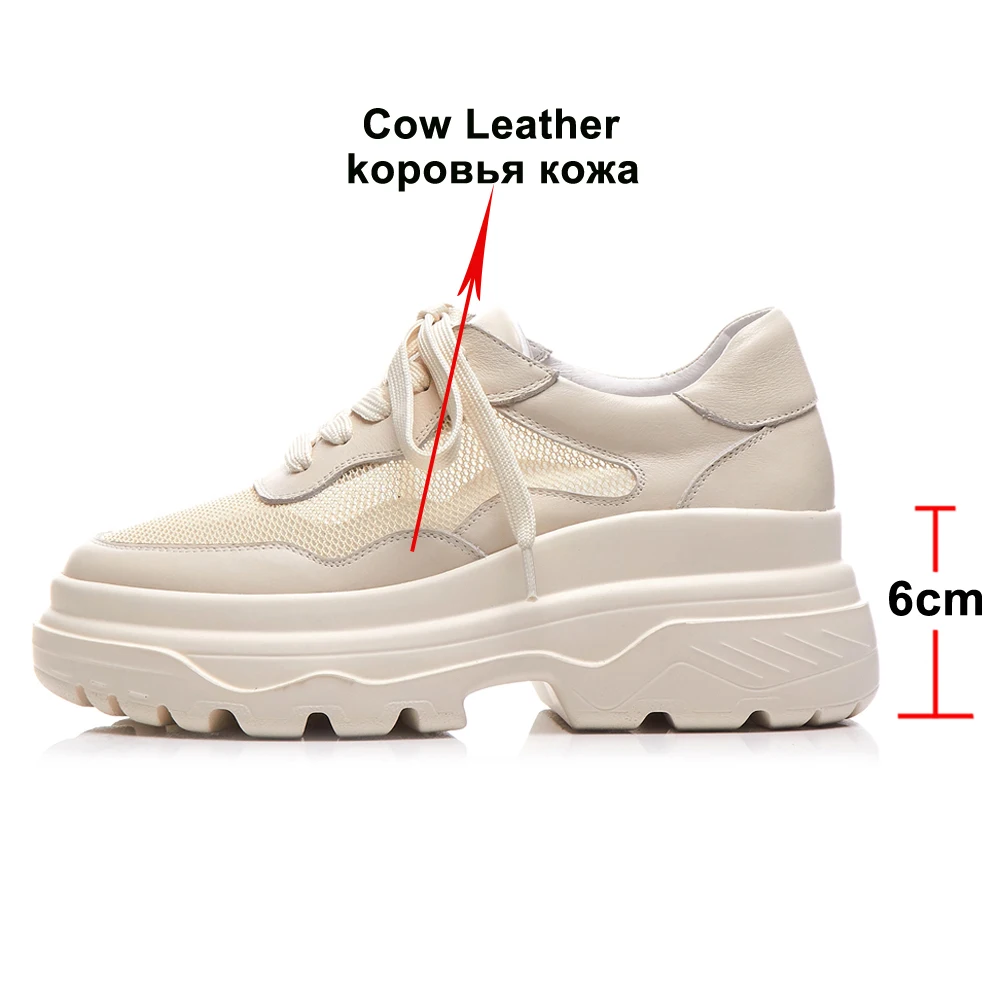Женские летние кроссовки Meotina из натуральной кожи на плоской платформе со