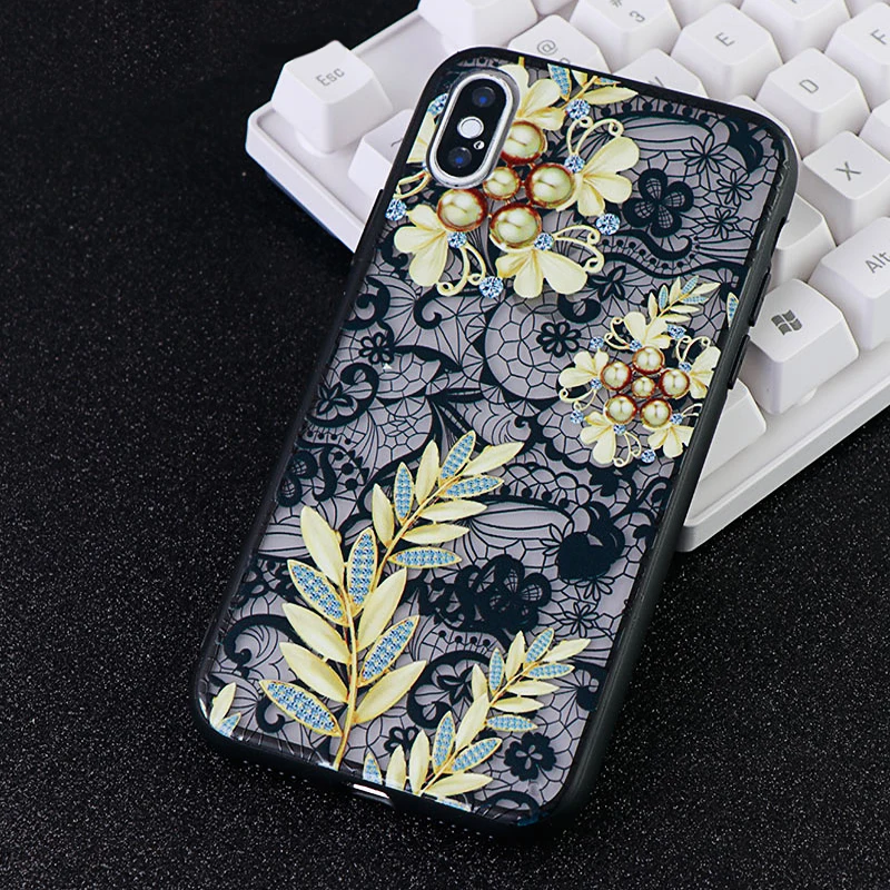 Mobile Phone Case for Iphone 6s 7 8 Pluls X XS MAX XR Lace Art Design Fitted Cases Soft TPU Silicone phone Covers Accessories | Мобильные