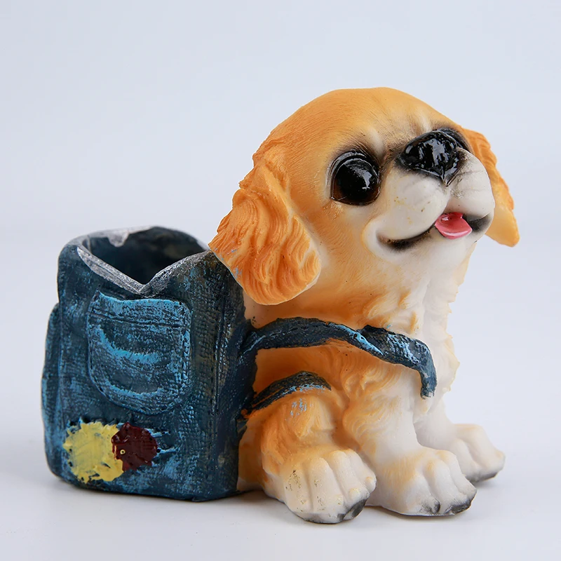 Kawaii Lovely Dog Resin Pen Holder Pencil Container Desk Articles Crafts Office School Stationery Supplies For Children Kids CC |