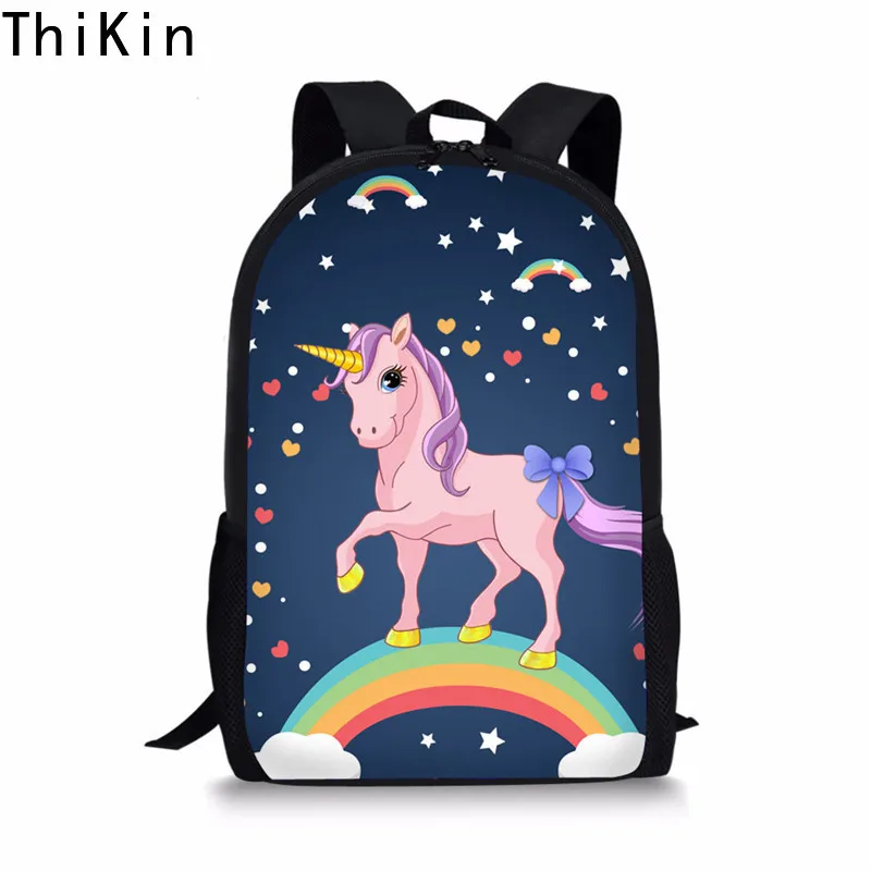 THIKIN Симпатичные Радуга Единорог школьная сумка для девочек комплект из 3 вещей