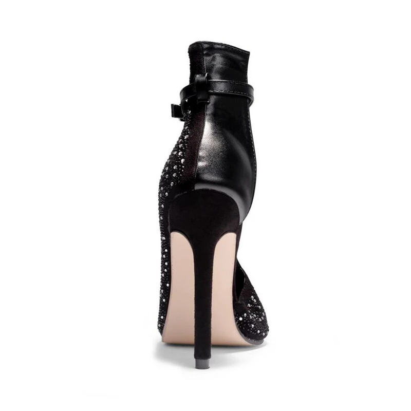 DiJiGirls Summer Fashion High Heel Women Sandals Quality Flock Rhinestone Cool Boots Banquet Shoes Fish Mouth Heels | Обувь