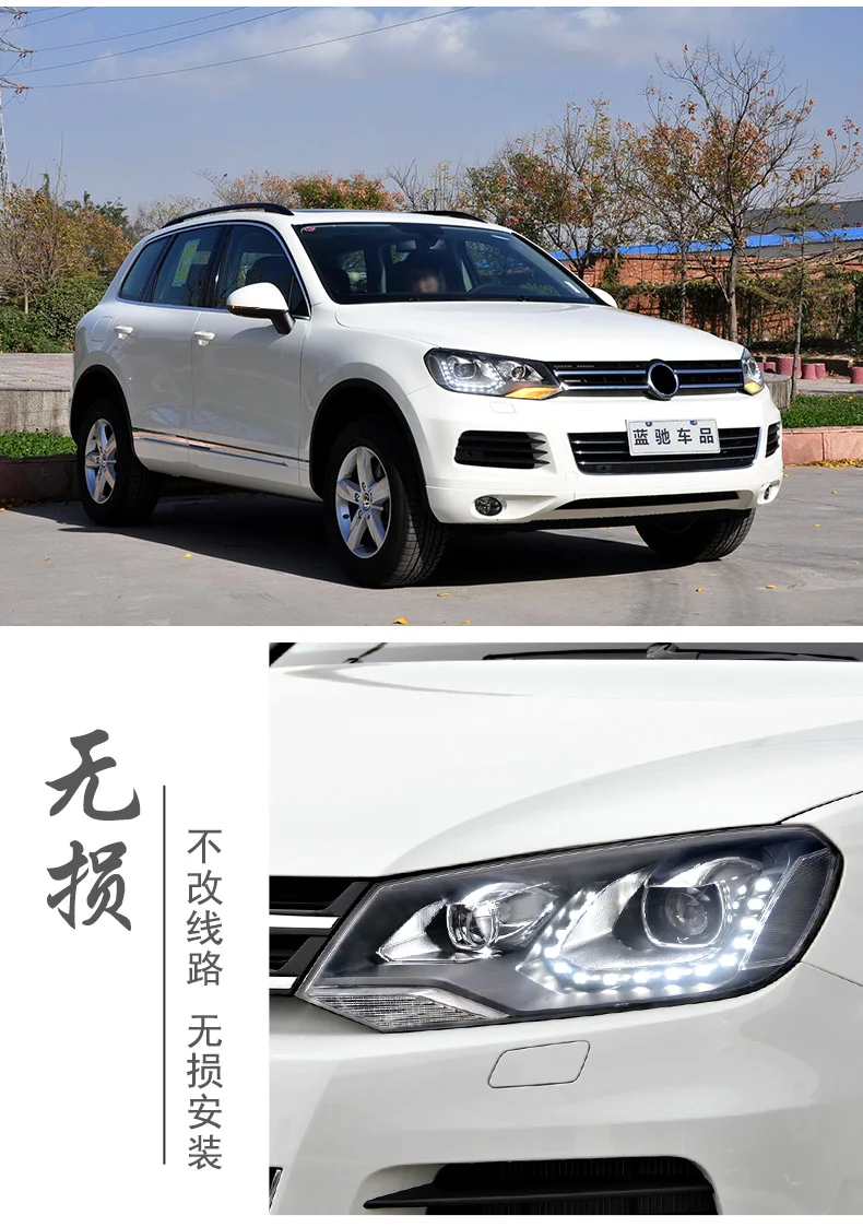 BiNFU автомобильный Стайлинг Головной фонарь для VW Touareg 2011- фары светодиодный фары DRL Объектив Двойной Луч би-ксенон HID автомобильные аксессуары