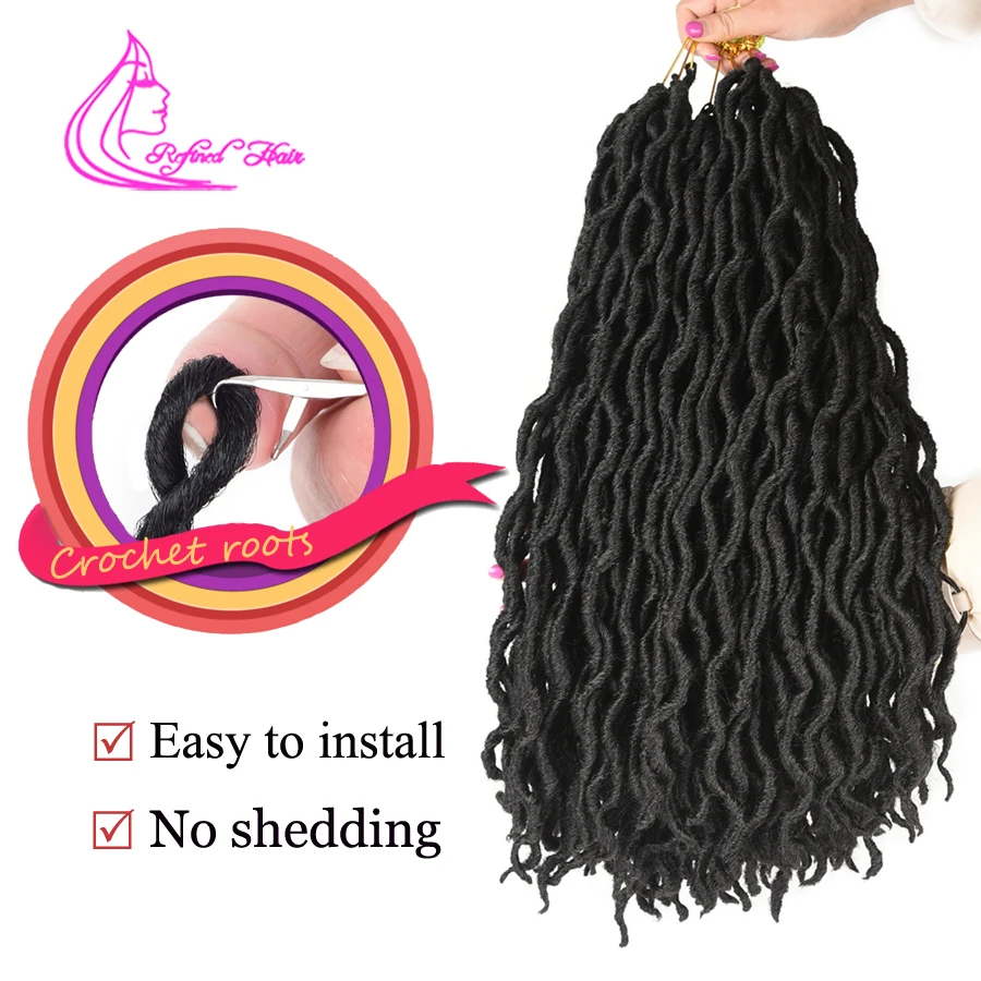 Утонченные волосы Ombre faux locs curly вязаные крючком для наращивания 18 дюймов Длинные