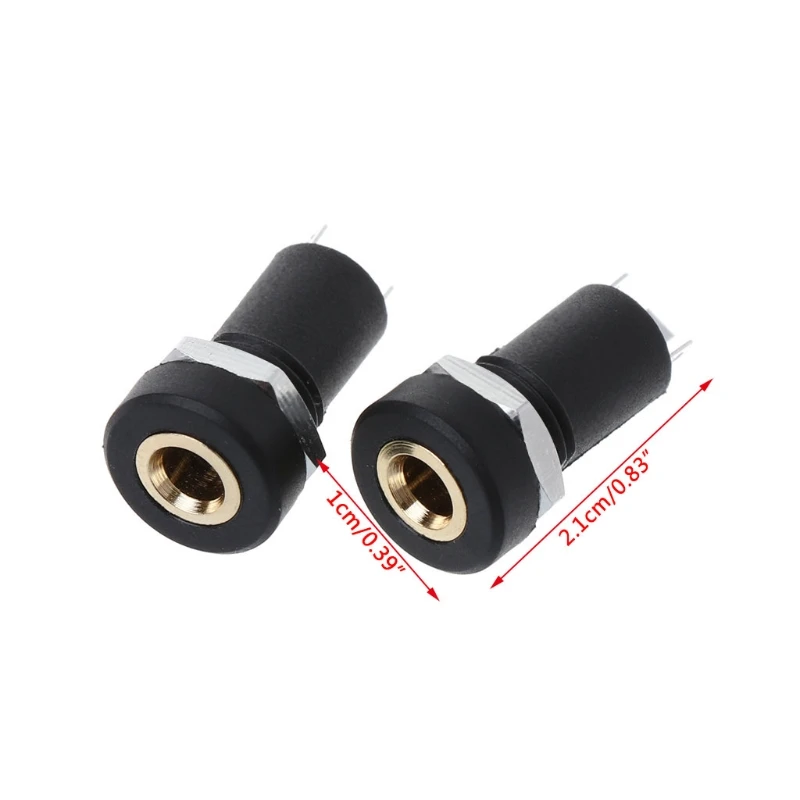 

2X 3.5MM Audio Jack Socket 3 Pole Black Stereo Solder Panel Mount Gold With Nuts
