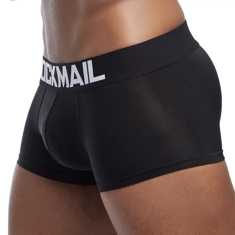Черный JOCKMAIL, сексуальное мужское нижнее белье, боксеры, шорты, мужские, s, трусы, дышащие, нейлон, лед, шелк, мужские трусы, трусы, cuecas, гей, нижнее белье - Цвет: Черный