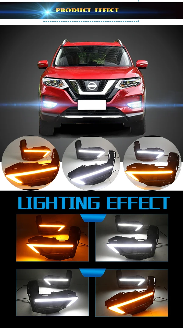 Tcart DRL для Nissan X-trail X trail DRL светодиодный Габаритные огни с желтым сигналом поворота светильник