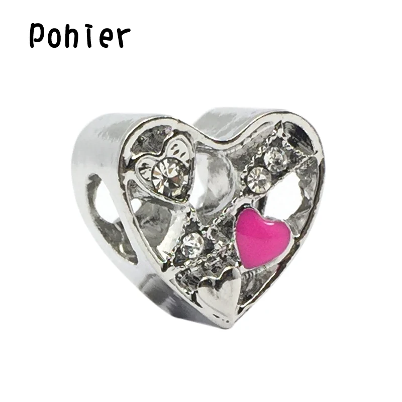 Яркие подвески в виде сердца европейские бусины подходят для браслетов и