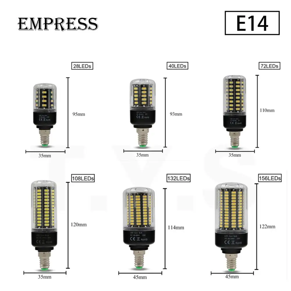 Светодиодный кукурузная осветительная лампочка E14 E27 110 V 220 SMD 5730 15 Вт 12 9 7 5 3