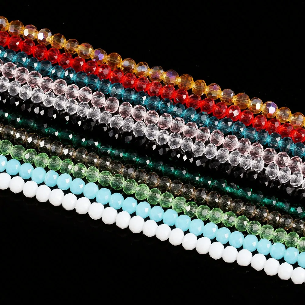 Очаровательные срезанные стеклянные бусины из хрусталя бусины россыпью прокладка DIY Изготовление ювелирных изделий браслет ожерелье аксессуары 4 мм Длина 38 см