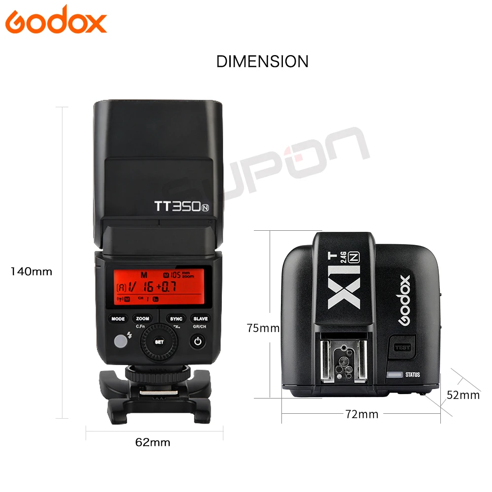 2x Godox TT350N 2 4G HSS 1/8000s ttl GN36 Вспышка Speedlite + X1T-N передатчик для камеры Nikon D750 D7000 D7100 D7200