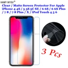 3 шт., прозрачнаяАнтибликовая матовая защитная пленка для экрана Apple iPhone 4, 1, 5, 6, 6, 6S, 7, 8 Plus, X, iPod Touch HD