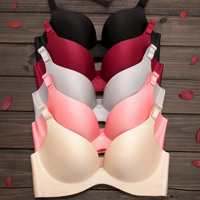 Nueva Dama de La Moda Solid Mujeres Sostenes Ropa Interior Sin Costuras бюстгальтер пуш ап V Profundo Atractivo del Sujetador|bra