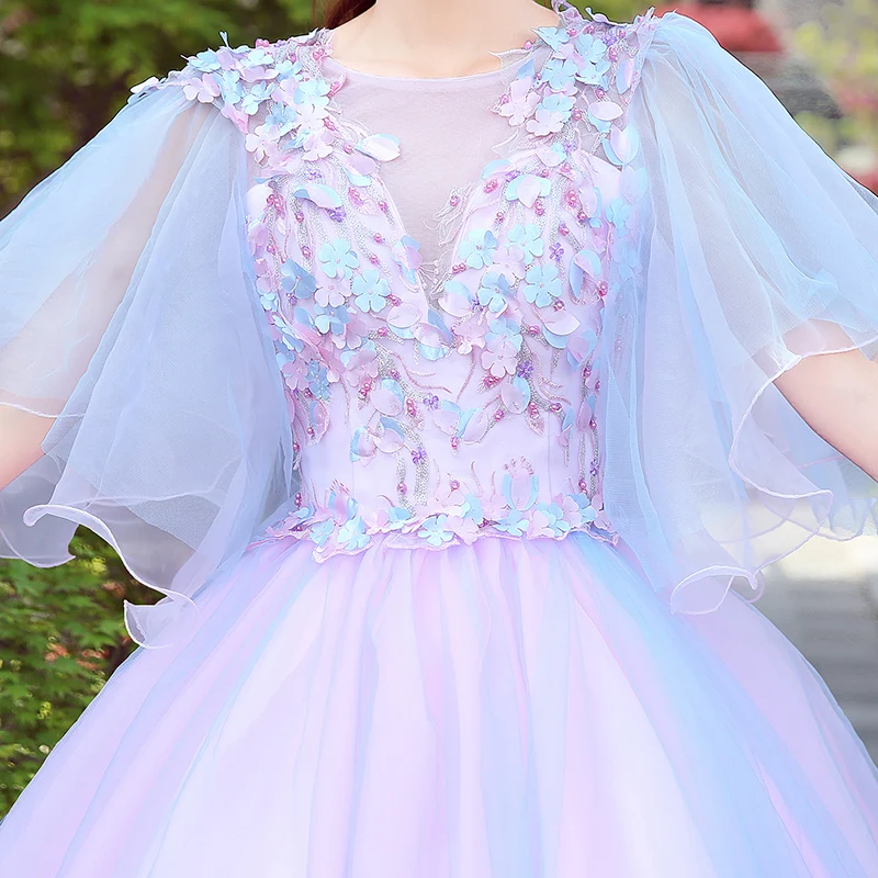 Женское бальное платье до пола He's Bride розовое кружевное из тюля с аппликацией и