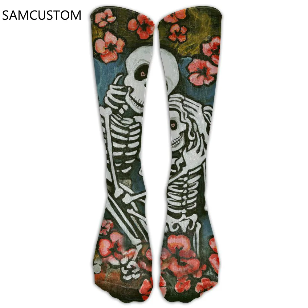 SAMCUSTOM гольфы женские хлопковые высокие чулки выше колена для дам с рисунком