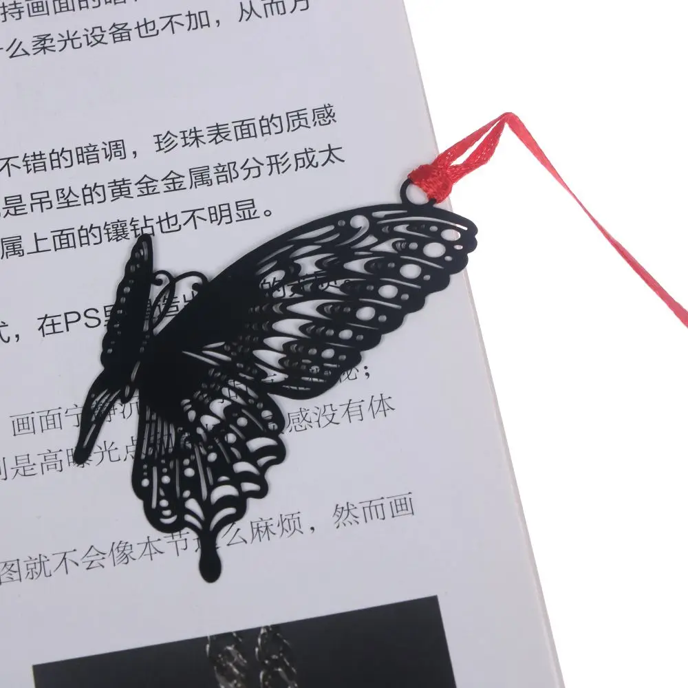DIY Cute Kawaii Black Butterfly Feather Leaf Metal Bookmark for Book Paper Creative Items Lovely Korean Stationery Gift Package |
