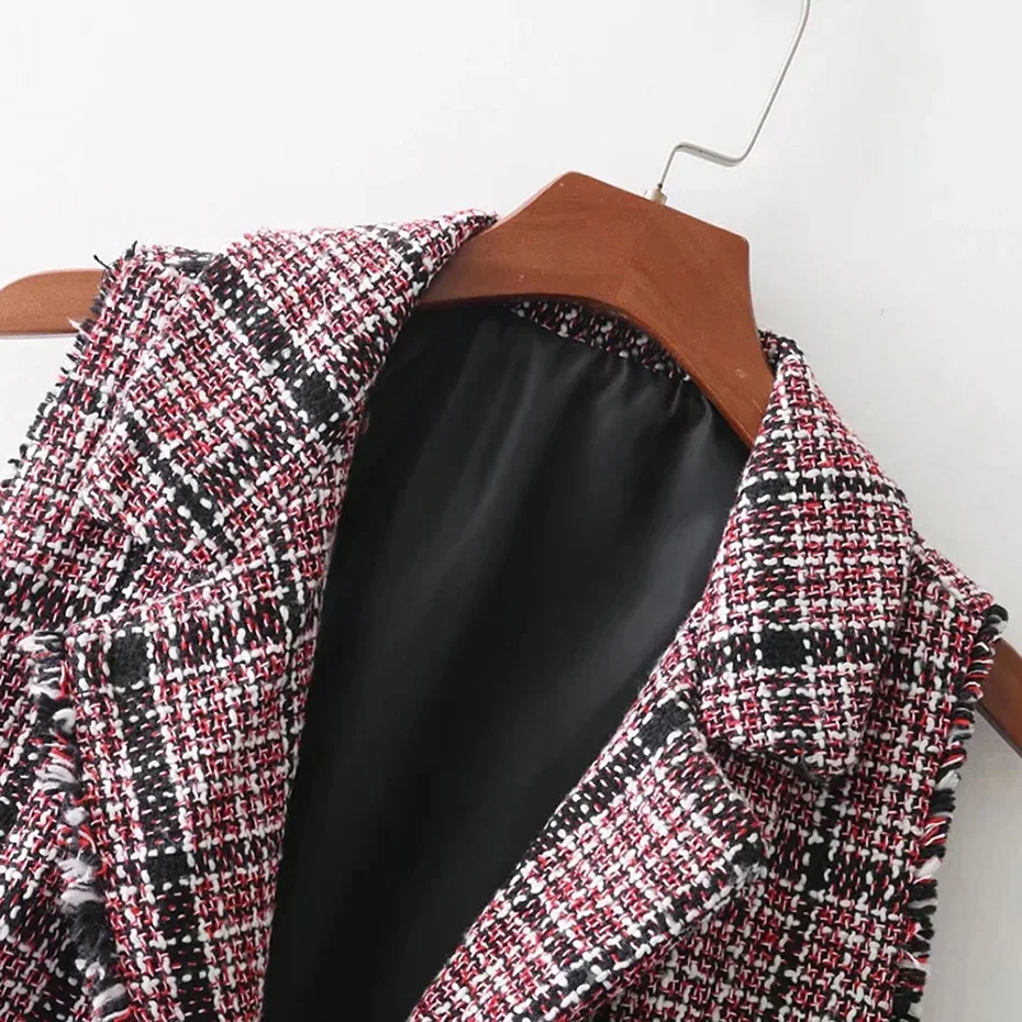 Для женщин лацканы платье трапециевидной формы без рукавов сезон весна плед