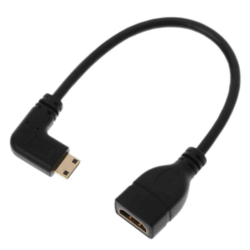 90 градусов угловой мини-usb HDMI Мужской к HDMI Женский удлинитель Кабель для передачи данных 21 см