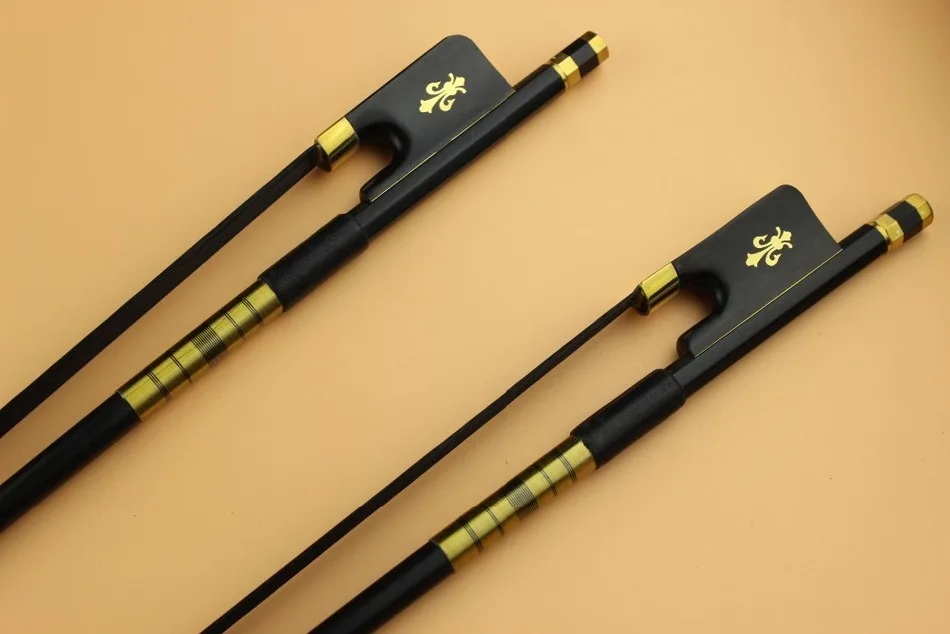 

1 pc New PRO black 4/4 full size Carbon fiber cello bow ebony frog inlaid copper flower Free Shipping