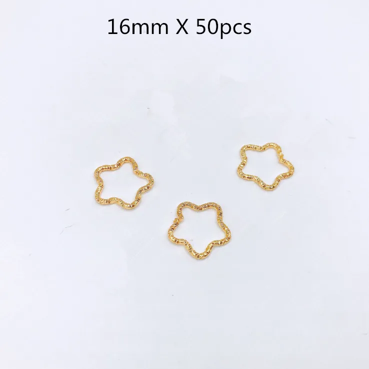 Gold Flower 100 шт., 8, 10, 12, 15, 18, 20 мм, скрученные круглые сливы, цветок, закрытые кольца, соединитель для самодельных шармов, бусины-разделители, фурнитура для ювелирных изделий - Цвет: Gold Flower