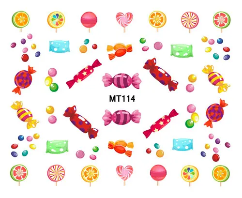 1 лист ногтей MT114 вкусный леденец Конфеты нейл арта переводятся с помощью воды