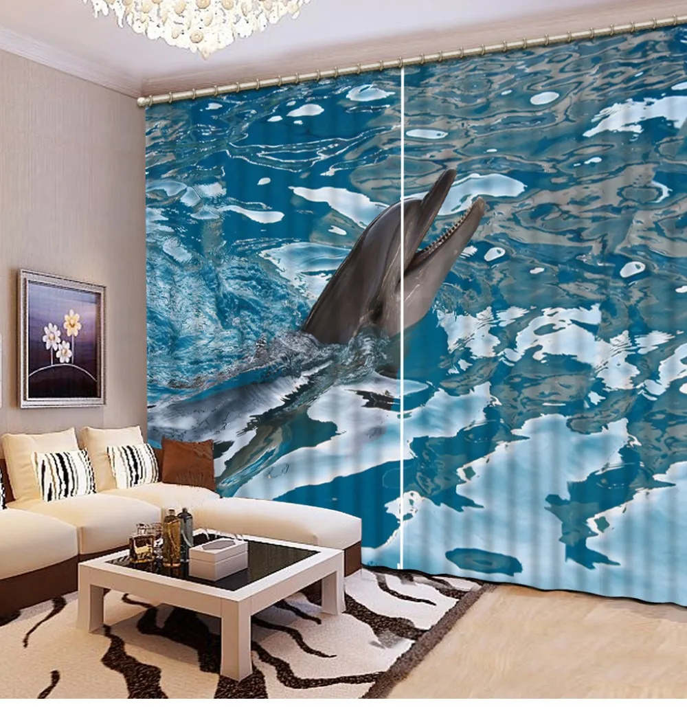 

European Style Curtains dolphin sea Curtain Blackout Window Curtains For Bedroom Living room