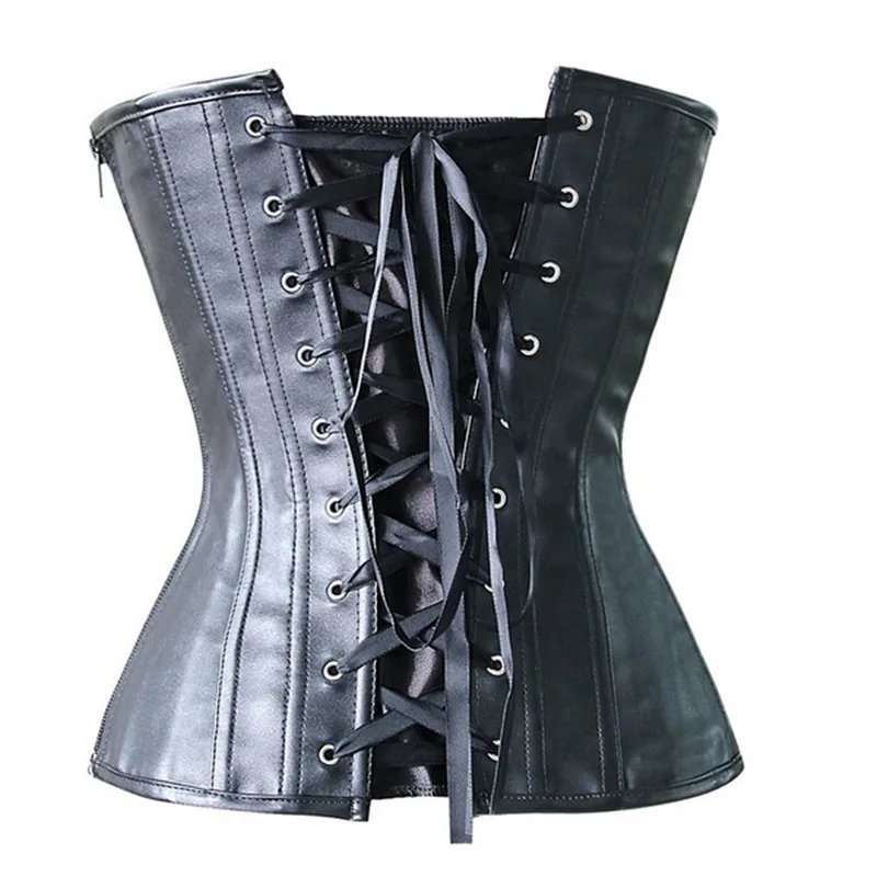 

Black Leather Corset For Women Top Bustier Waist Trainer Corset Corset Steampunk gothic Overbust Lingerie Women Shapwear Bustier