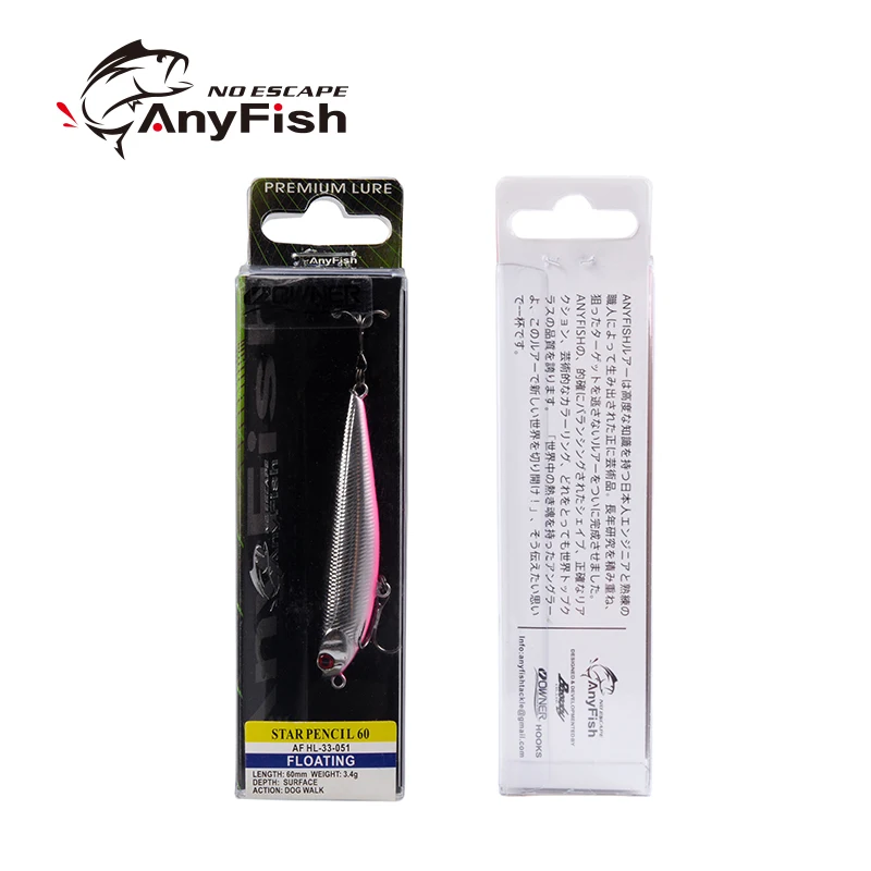 Пенал ANYFISH Star 60 плавающая приманка для рыбалки 6 см 3 4 г с 2 рыболовными крючками