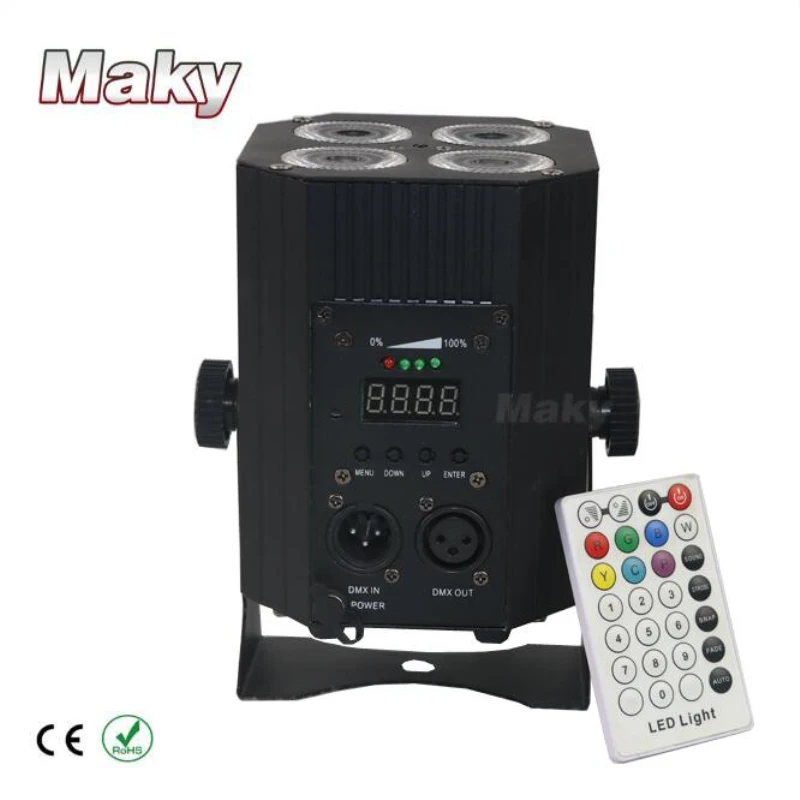 Новый мини низкая цена 4 шт. 18 Вт RGBWA + УФ свободу СИД hex par Беспроводной DMX ИК