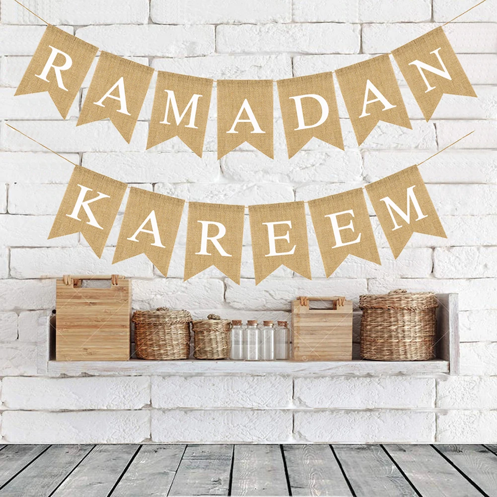 

Eid Mubarak Banner Ramadan Kareem Flag Pennant Bunting Eid Muslim Islamic Am Decorations Pull Flag Assembled Banner Party
