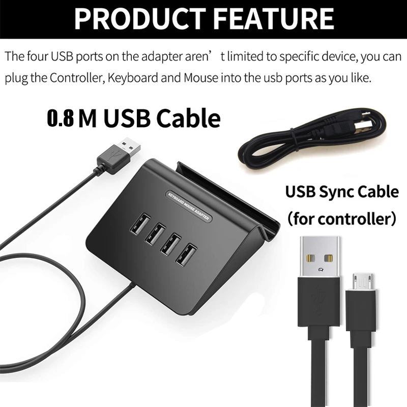 Для PUBG FPS игровой контроллер клавиатура и мышь 4 в 1 концентратор адаптер для