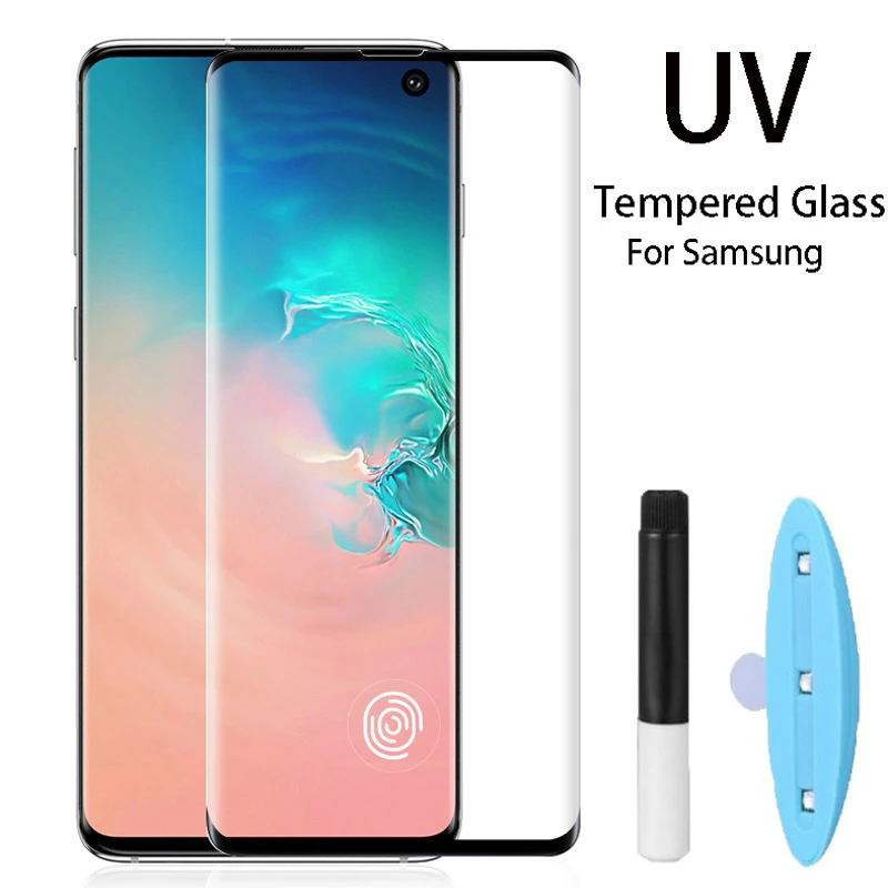 5D УФ полное клеевое закаленное стекло для Samsung S10 S8 S9 Plus Защита экрана Galaxy Note 8 9 S7 S6
