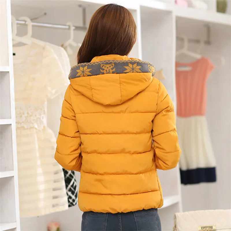 Для женщин зимние куртки и пальто с капюшоном хлопка-ватник куртка короткий