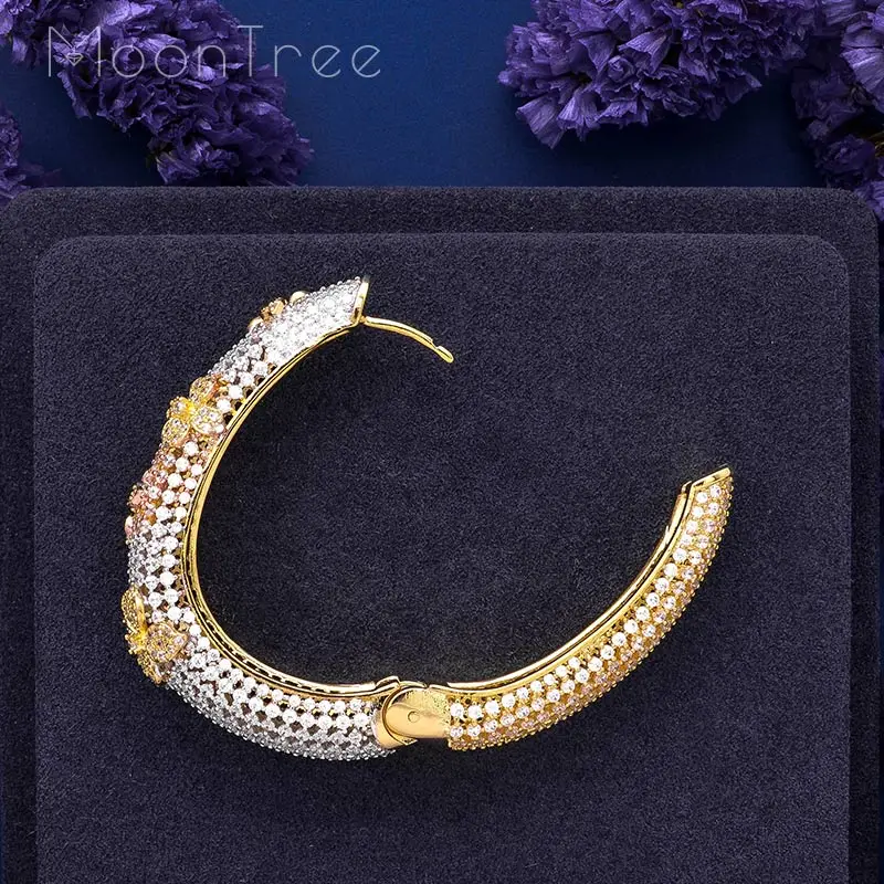 Серьги MoonTree роскошные медные серьги с цветами в три тона кубическим цирконием Max